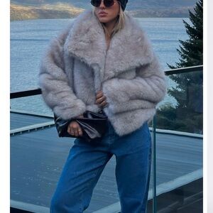 White Fox Boutique Plush Teddy Jacket in Cream